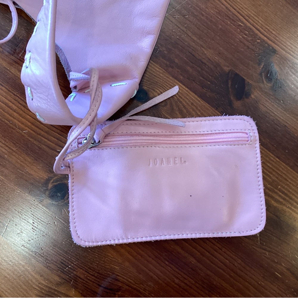 Y2K Pink Leather Bag with matching (attached) wallet, Joanel - Picture 6 of 13